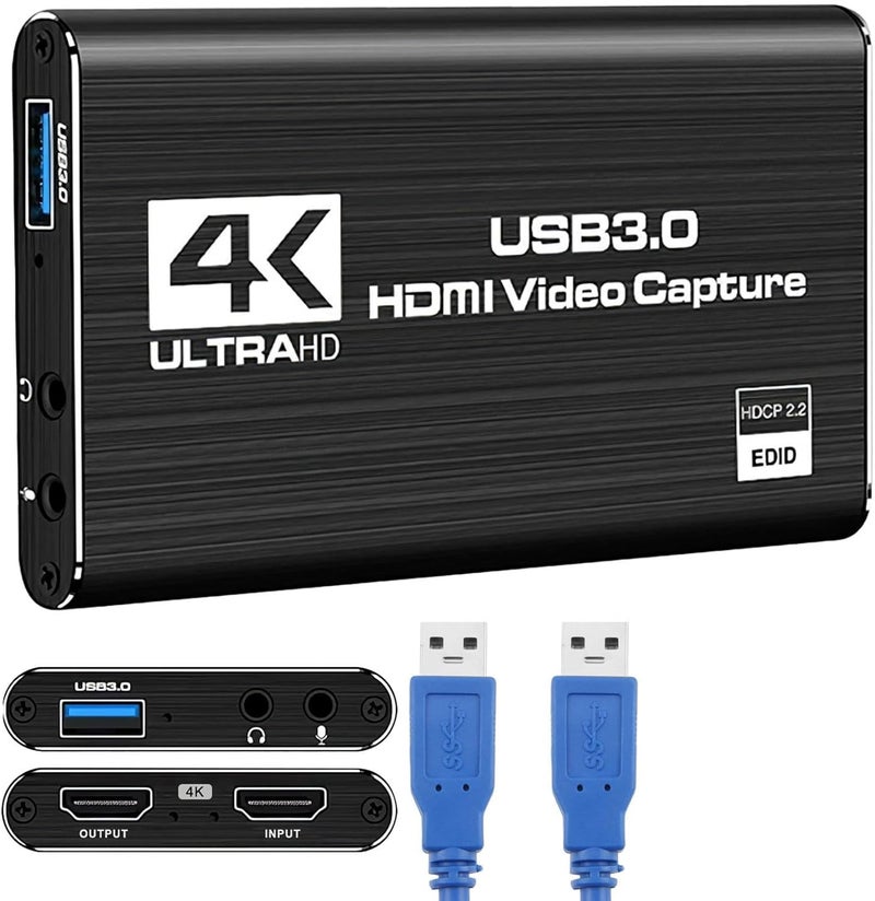 Ulker 4K Capture Card for Streaming, Full HD 1080P 60FPS USB 3.0 HDMI Audio Video Capture Card for Nintendo Switch PS5 Xbox 3ds PS4 PC Camera OBS, Capturadora De Video for Game Recording Live Streaming - Image 1
